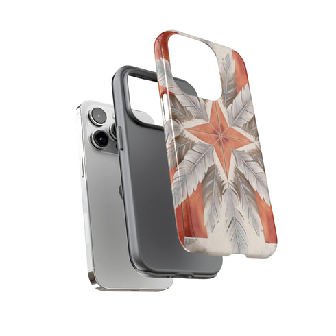 Silver Feather Compass - Impact Resistant Phone Case